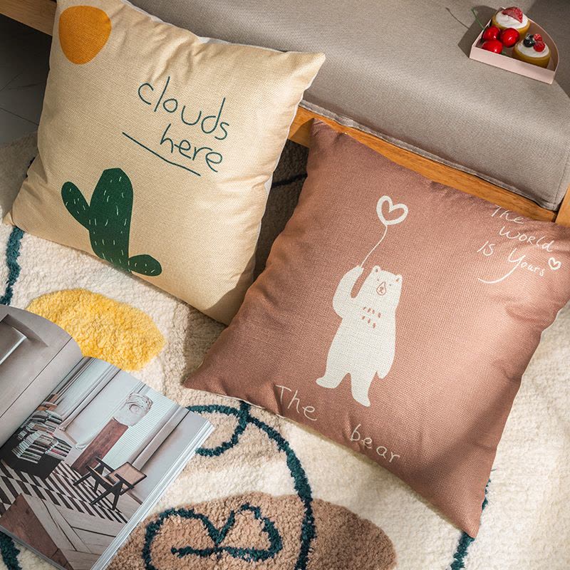 Ceba加厚亚麻布艺抱枕客厅大号靠垫沙发办公室床头靠枕腰枕简约靠背套图片