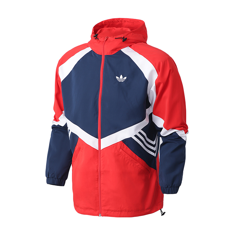 阿迪达斯三叶草男服外套夹克SPRT撞色拼接休闲运动服GJ6735