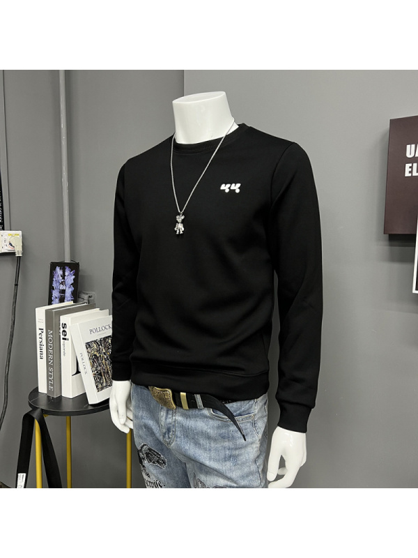 简约时尚男士长袖体恤打底衫圆领卫衣秋冬新款潮流时尚欧货上衣潮