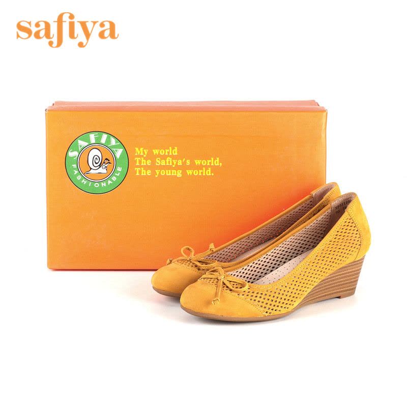 索菲娅Safiya春夏牛皮中跟套脚镂空单鞋女SF51110061_voM80图片
