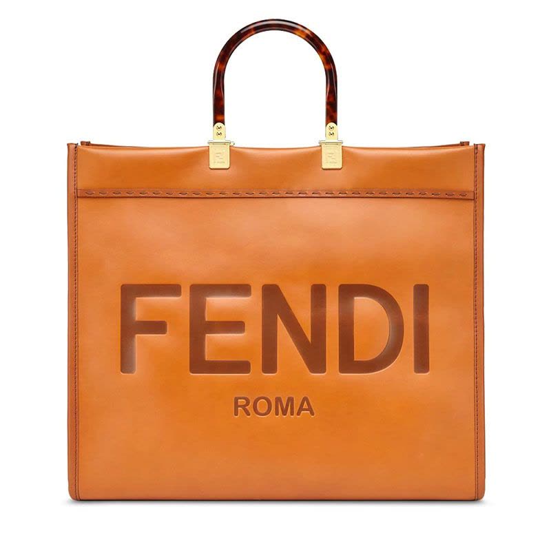 预售 芬迪FENDI SUNSHINE TOTE包大号 字母印字标光面皮 女士手提包 8BH372金扣图片