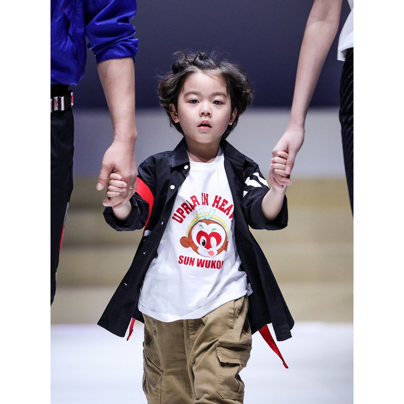 HLA海澜之家悟空短袖T恤2019夏季大闹天宫Family系列儿童款短t男HNTBJ2R932A