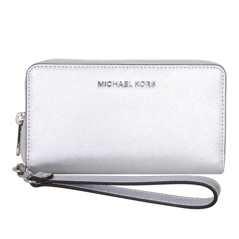 MICHAEL KORS 女士银白色皮质长款拉链钱包32T5MTVE9M SILVER