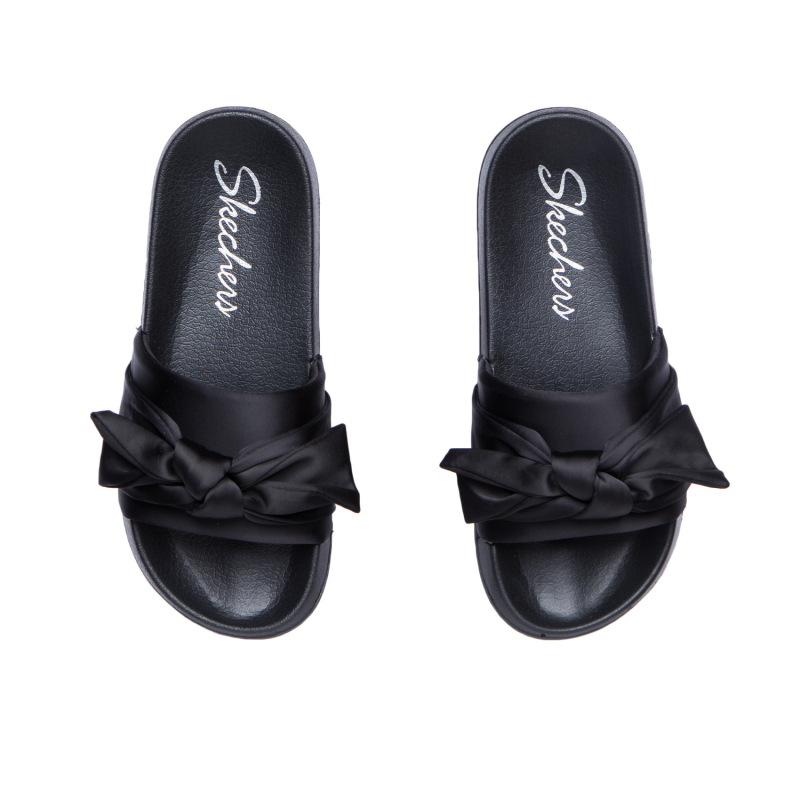 Skechers斯凯奇女鞋新款缎面交叉蝴蝶结设计可外穿凉拖鞋31533