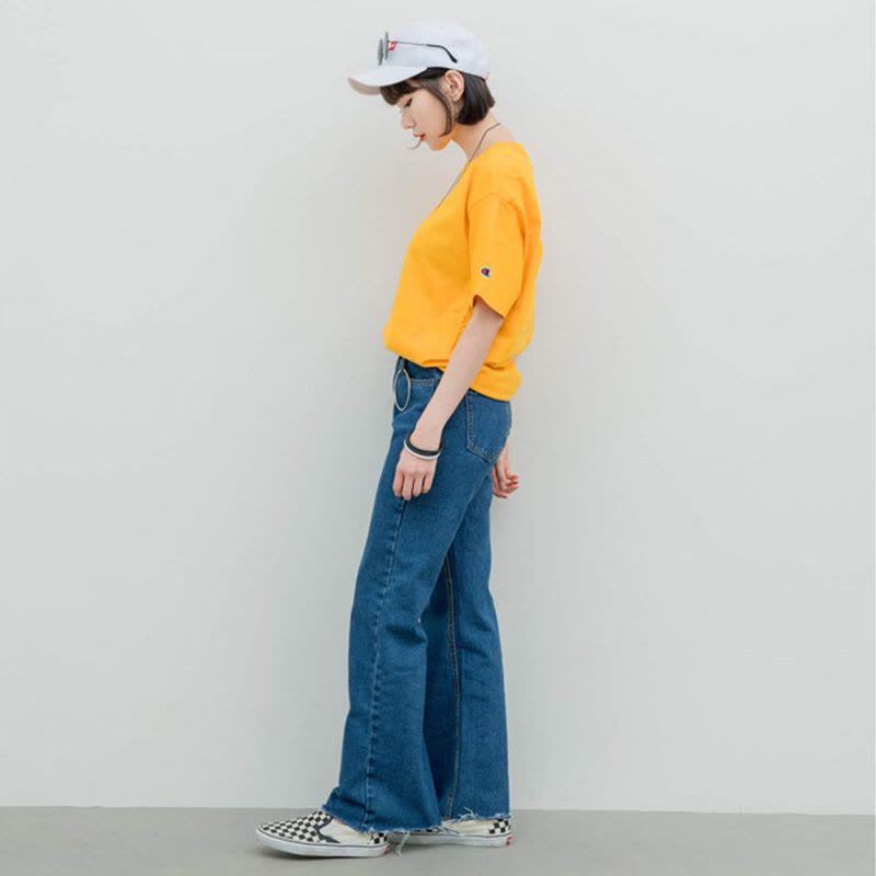 champion 冠军情侣款纯色修身基础款经典 T恤 短袖 T425GO黄图片