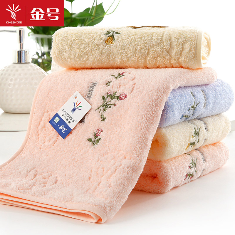 金号纯棉毛巾家用欧式绣花全棉面巾加厚大吸水舒适洗脸巾