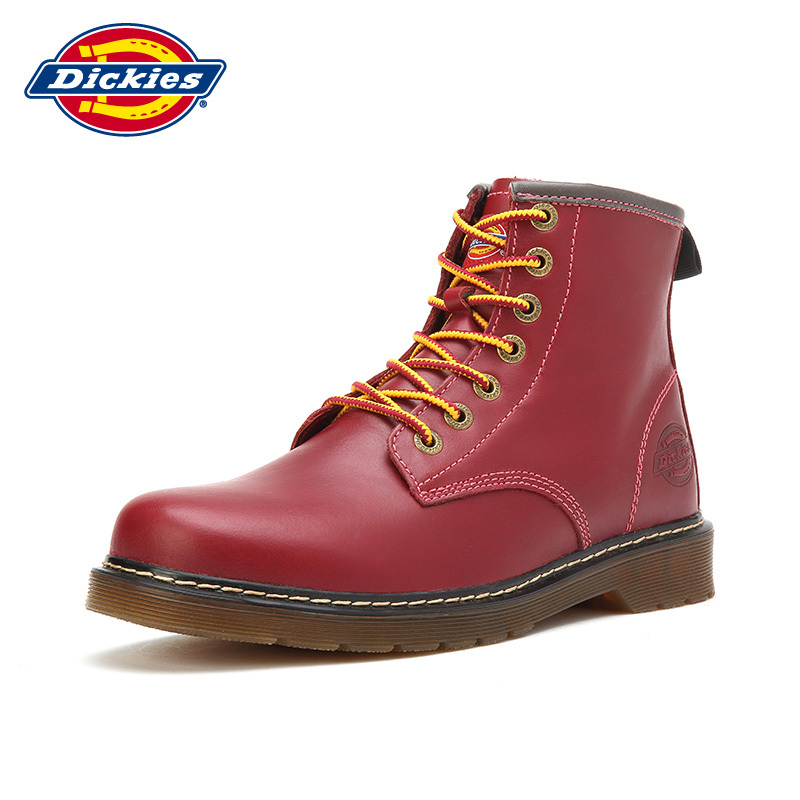 Dickies男鞋2018秋冬马丁工装靴男高帮真皮保暖绒毛圆头欧美风潮靴子男163M50LXG24
