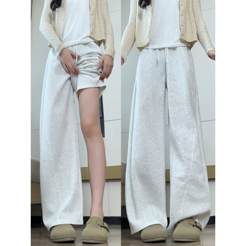 灰色运动裤女新款春秋款小个子垂坠感高腰显瘦宽松休闲香蕉裤