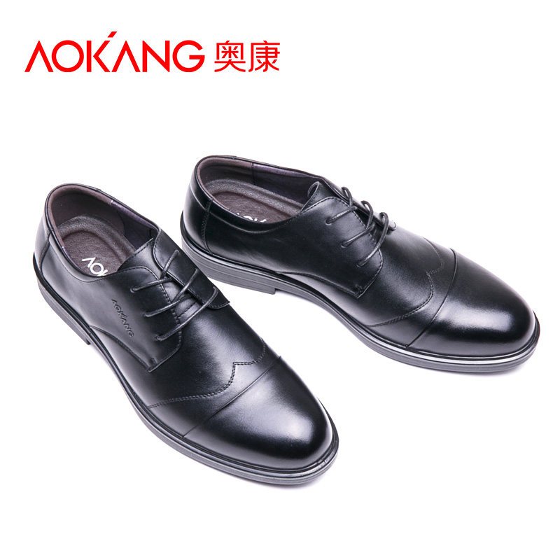 奥康(AOKANG)男士皮鞋新款春秋季舒适商务德比鞋（正装皮鞋）牛皮低帮系带男士休闲皮鞋