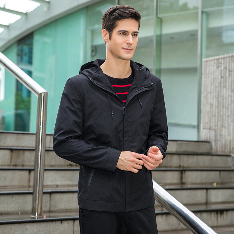 fortei富铤秋季新品男士休闲男款外套简约连帽上衣休闲舒适百搭男装