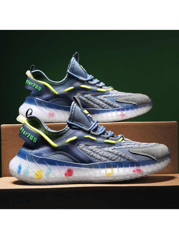 Ceba个性爆米花彩虹底时尚休闲椰子鞋2021飞织透气运动男鞋轻便跑步鞋