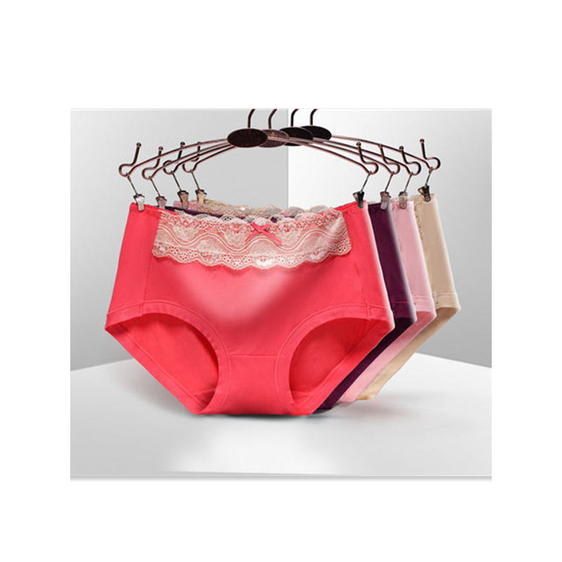 品彩(pincai)【一条装】莫代尔蕾丝边中腰女士三角裤 性感蝴蝶结收腹