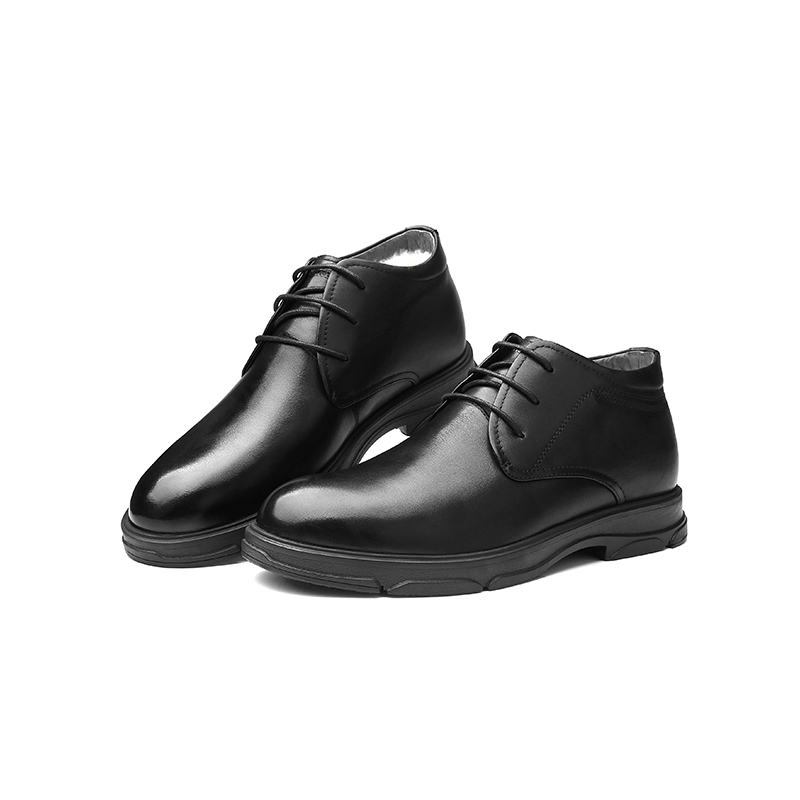 强人商务休闲皮鞋男际华3515头层牛皮系带款男士棉鞋羊毛保暖防寒男鞋