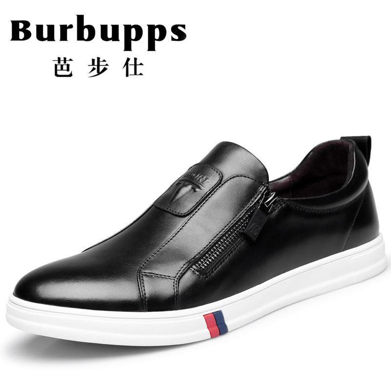法国品牌Burbupps芭步仕新款真皮商务休闲鞋 男士套脚舒适耐磨低帮板鞋牛皮男鞋图片