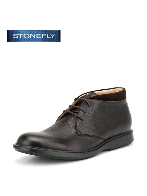 斯通富来STONEFLY牛皮尖头低跟套脚绑带短靴男鞋SD64122815