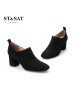 星期六(ST&SAT)18年新品专柜同款绒面羊皮革方头中跟粗跟时尚踝靴短靴女SS83112277