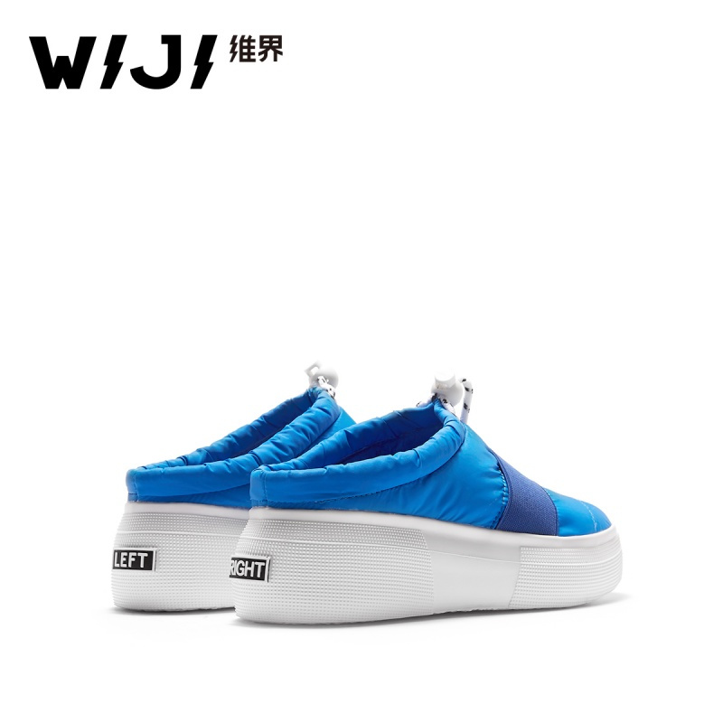WIJI新款时尚一脚蹬懒人鞋舒适加棉保暖款潮人拖鞋休闲鞋个性女鞋