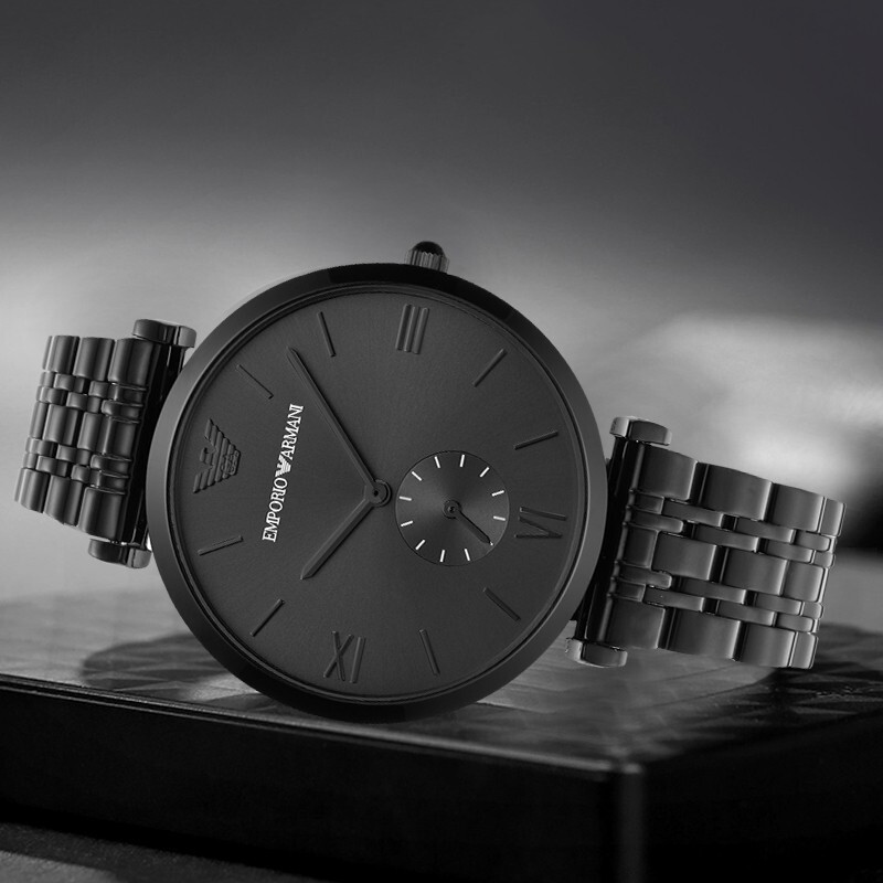 阿玛尼(EMPORIO.ARMANI)手表钢制表带商务时尚休闲石英表男士腕表潮流酷黑AR11299