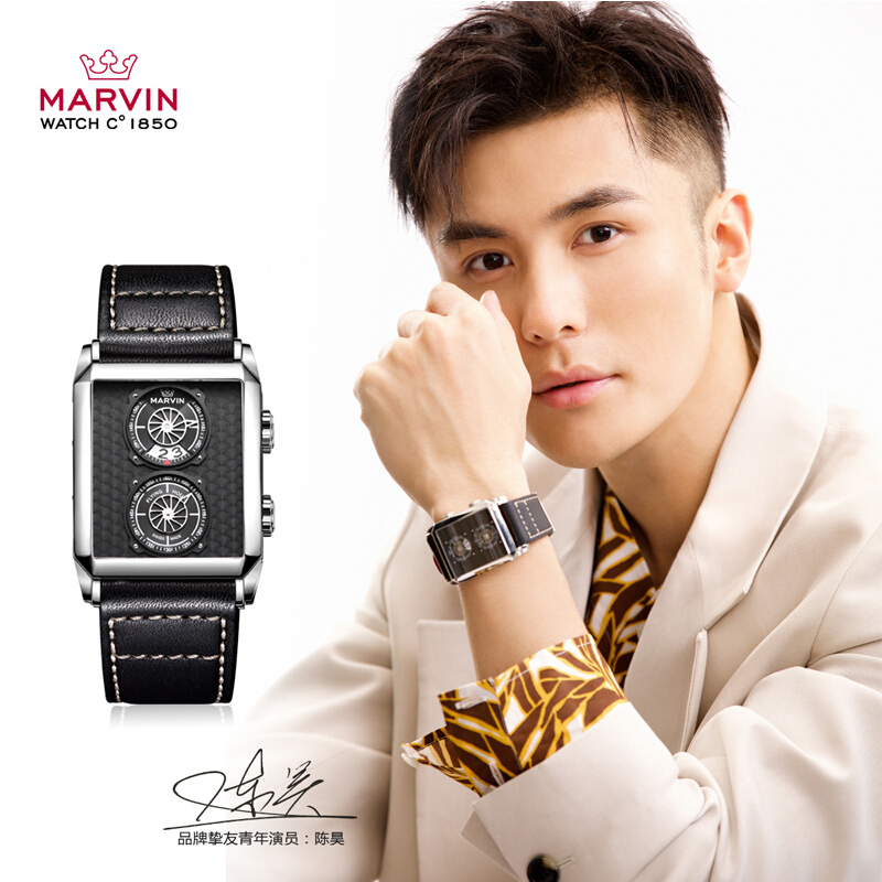 摩纹(MARVIN)瑞士手表莫尔顿方形系列休闲石英男士手表M024.14.45.64