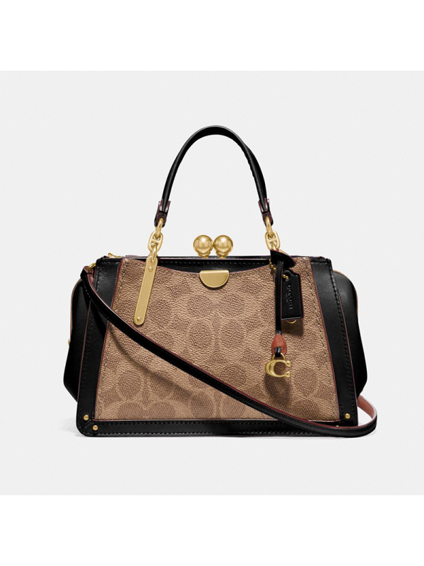 自营 蔻驰(coach) 经典标志帆布吻锁dreamer 21号 女士单肩手提包