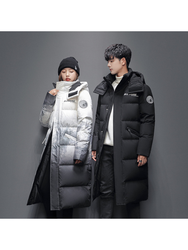 羽绒服男冬季新款情侣潮流宽松中长款过膝男女同款时尚连帽外套男