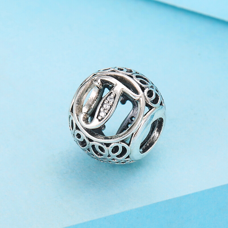 PANDORA潘多拉 复古字母T 925银串饰 791864CZ