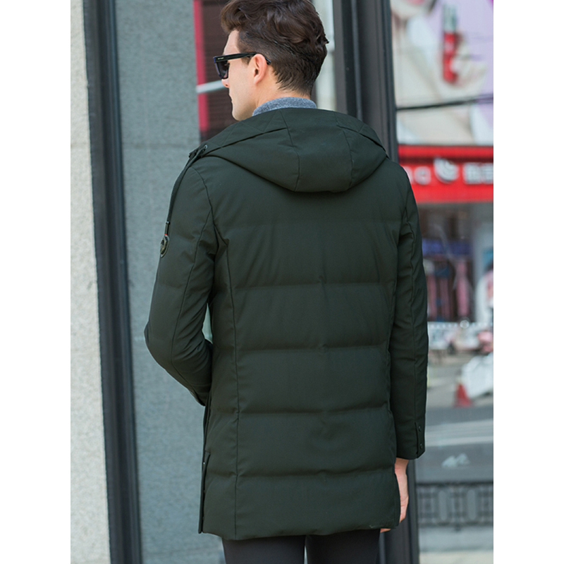 卡帝乐鳄鱼(CARTELO)羽绒服男中长款连帽外套2018冬季新品保暖羽绒服BAK6839