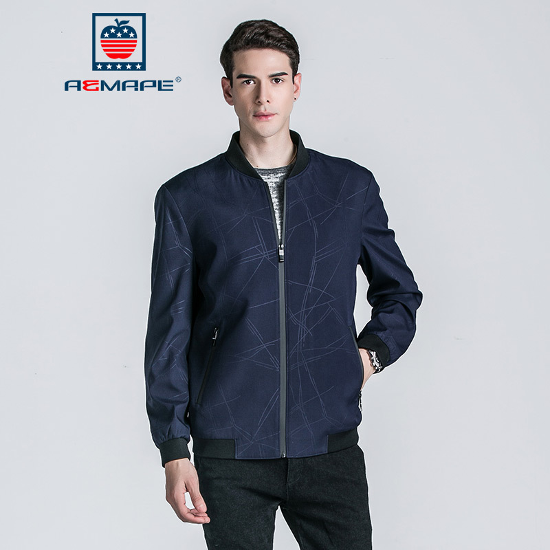 aemape美国苹果夹克男士简约时尚休闲立领外套男2018秋季新款