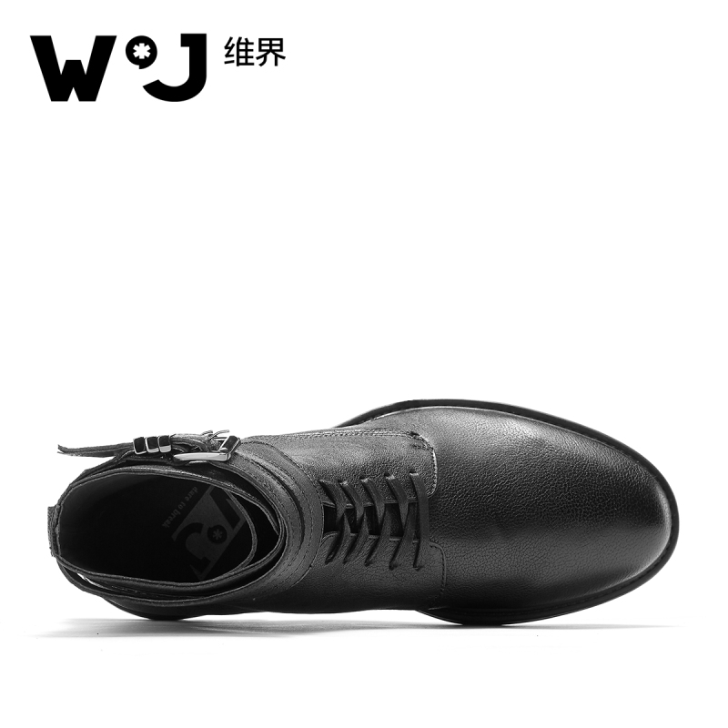 维界男靴子真皮新款英伦冬季时尚潮流中筒马丁靴个性百搭休闲鞋子