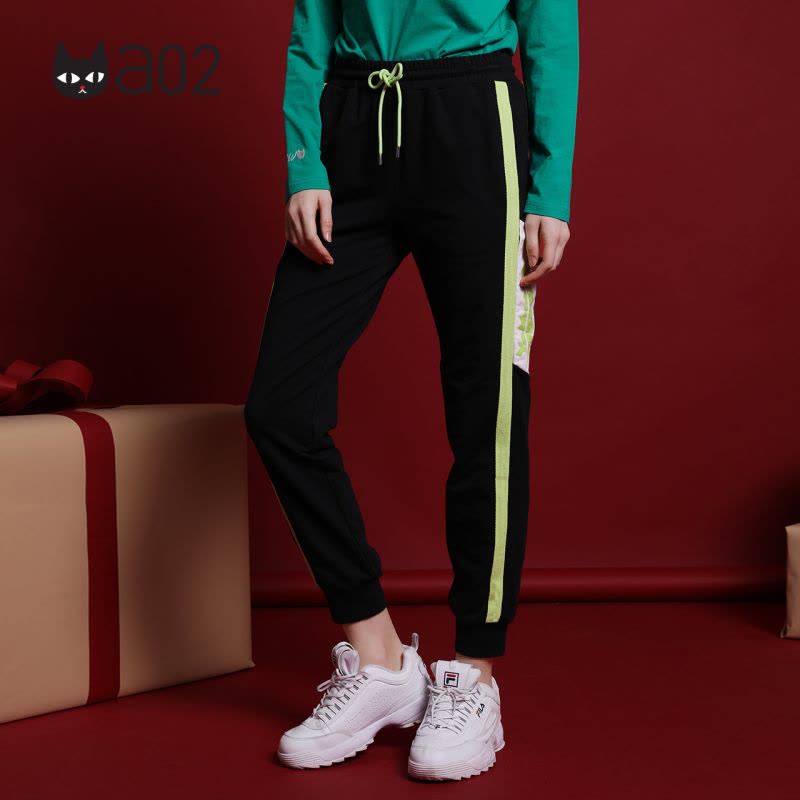 a02新款2020潮流撞色织带绑带宽松显瘦运动休闲裤女DTV1A0341PN图片