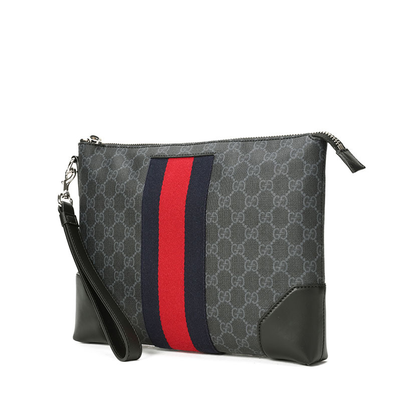 预订 GUCCI 男士手拿包 GG条纹织带 523603