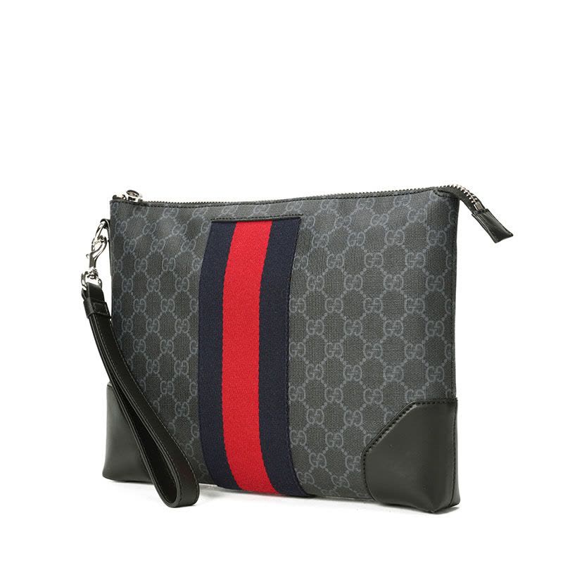 预订 GUCCI 男士手拿包 GG条纹织带 523603图片