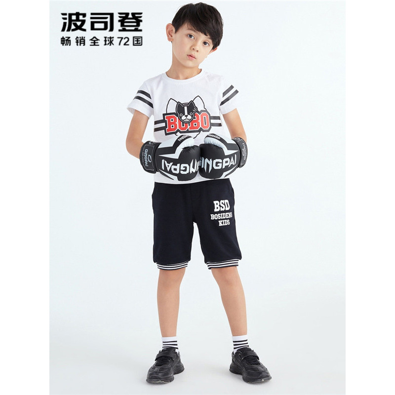 波司登童装裤子2018夏季新款男童字母印花收口短裤C821CM1128