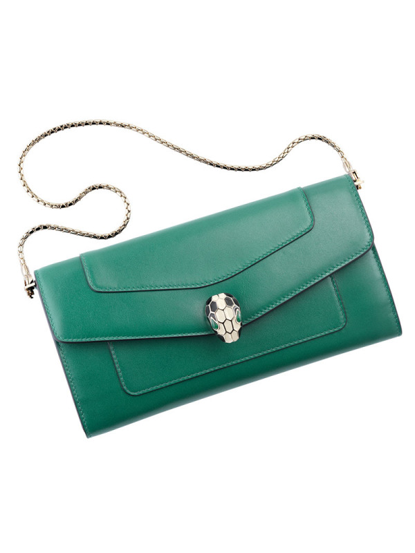 【预定】Bvlgari/宝格丽 女包2019新款牛皮蛇头扣环单肩手拿包链条包