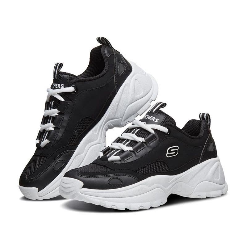 Skechers斯凯奇新款厚底增高老爹鞋复古户外鞋小黑鞋女-88888333-BLK图片