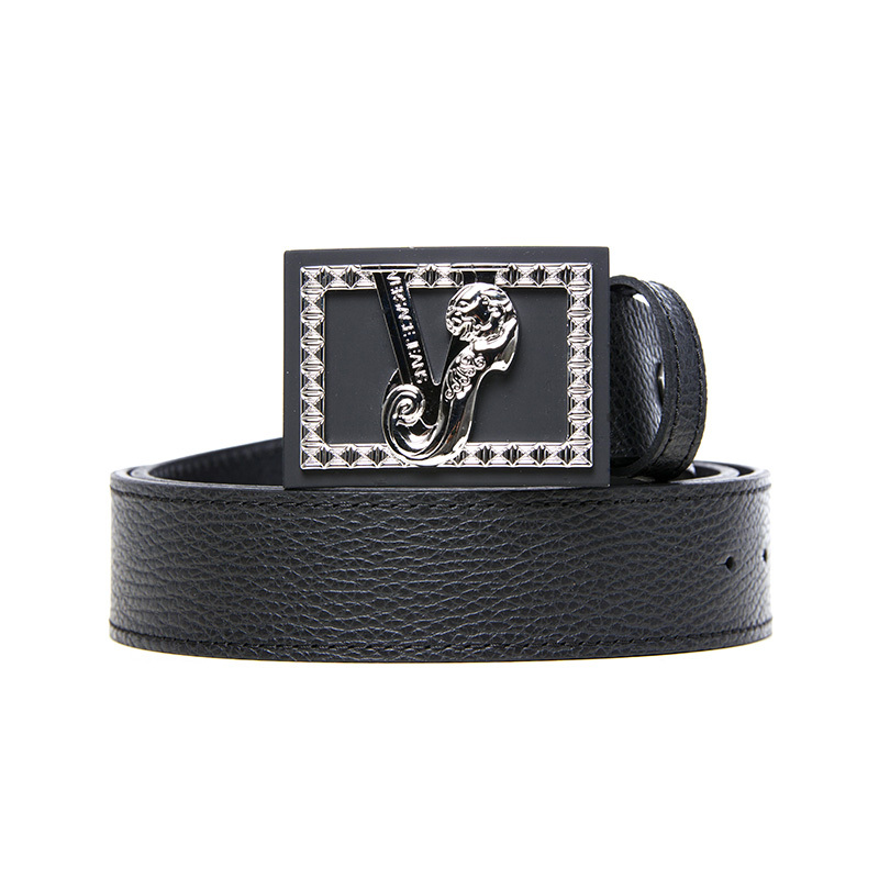 Versace Jeans范思哲男款VJ男士腰带商务休闲金属logo皮带X