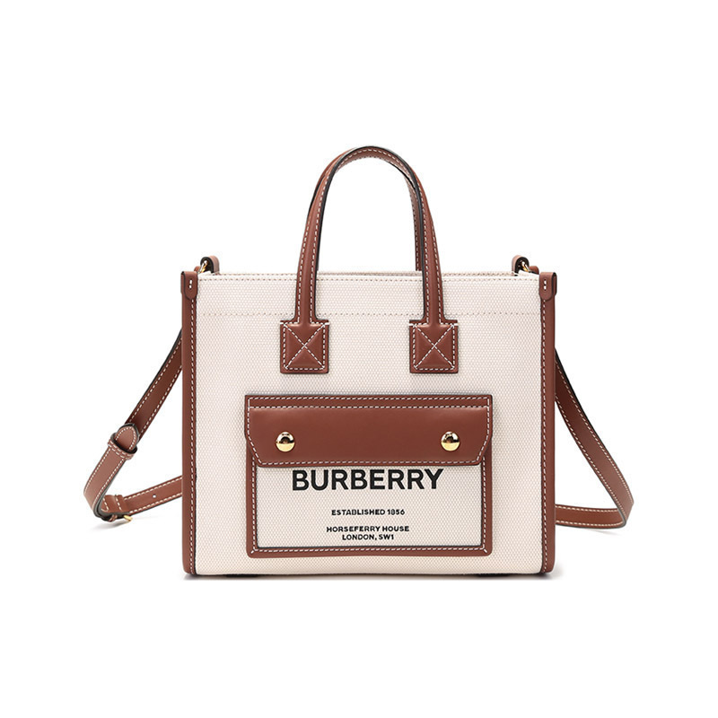 博柏利/巴宝莉 BURBERRY 女款织物配皮Freya手提单肩斜挎包托特包80441431