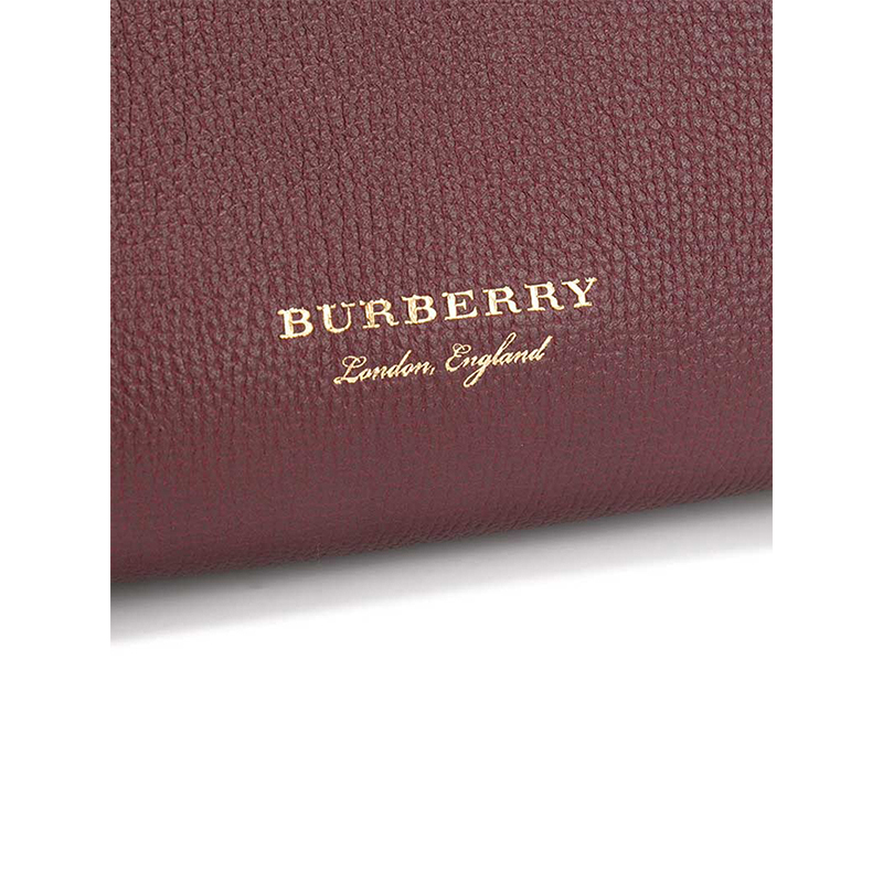 BURBERRY（博柏利）手提包 女迷你牛皮House 格纹欧美时尚敞口单肩斜挎手提包 酒红色4044652