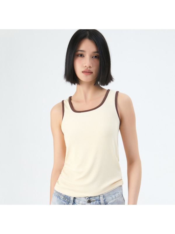 春夏季女士吊带新款撞色拼接内搭背心修身显瘦学生打底上衣