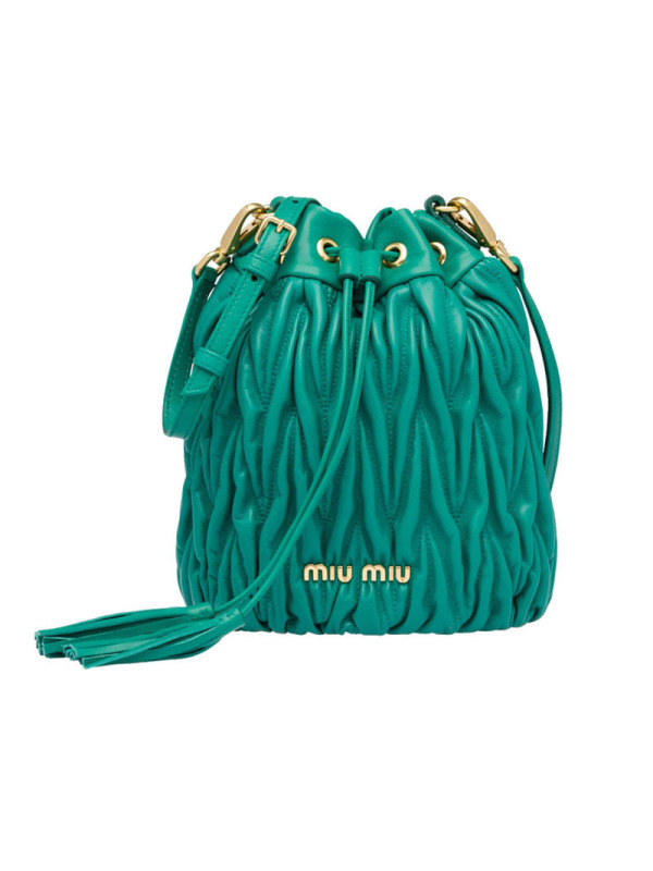 【预定】MIU MIU/缪缪 软羊革水桶包 5BE014 OOO