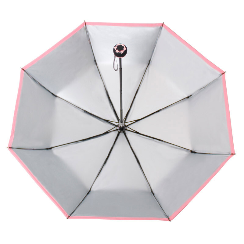 天堂伞 UPF50+双层防晒不沾水（银内）三折加固小黑伞晴雨伞太阳伞 亮红边 30048