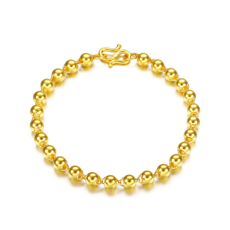 金大福(King tai fook) 黄金手链女士款 黄金光珠手链 足金999转运珠路路通手链 定价 送恋人