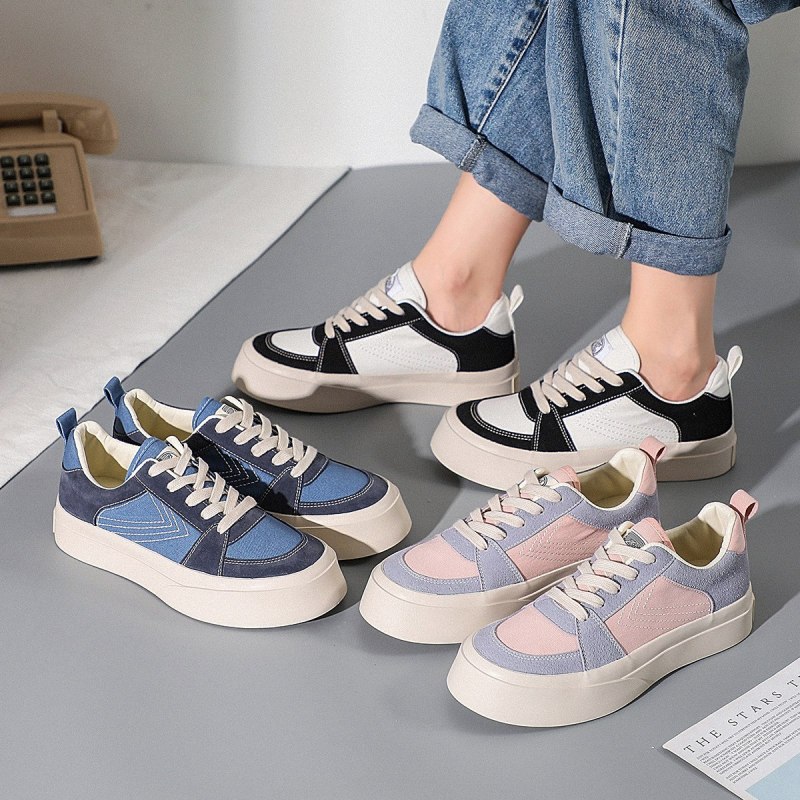 飞跃(FEIYUE)新款拼色板鞋复古休闲鞋软底透气帆布鞋女款