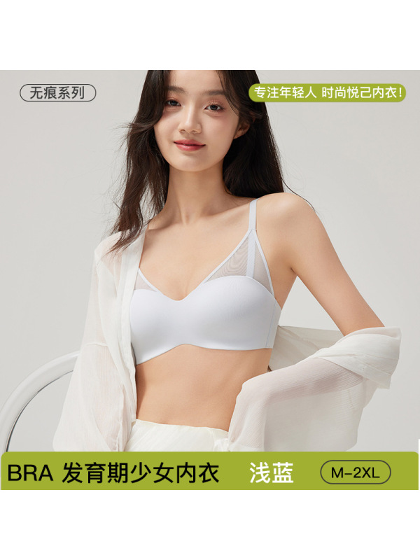 软支撑舒适无痕抹胸内衣女薄款大胸显小胸聚拢性感网纱无钢圈文胸