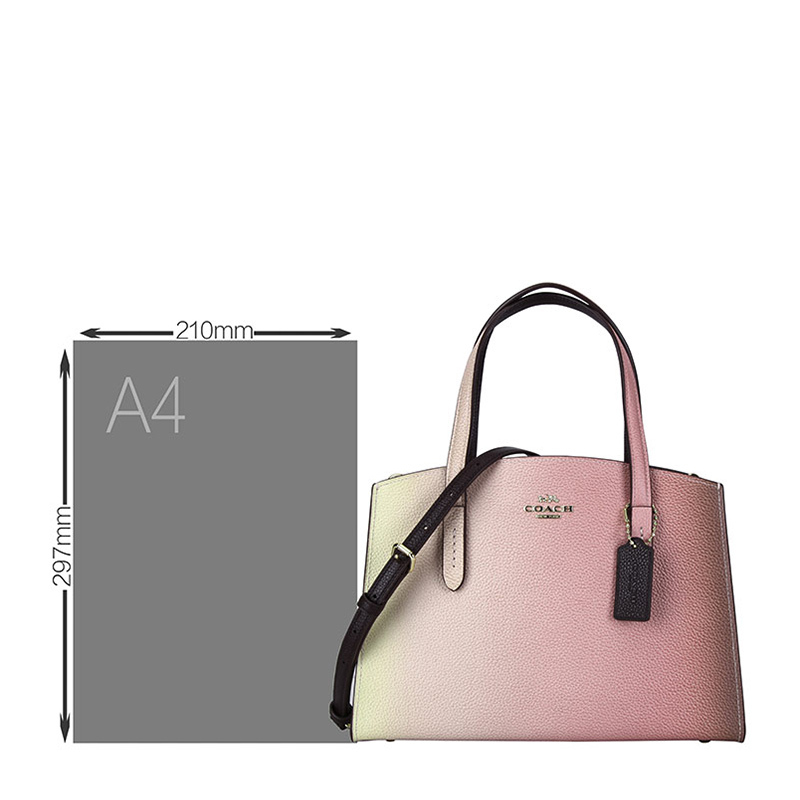 COACH 蔻驰 奢侈品 女士专柜款粉色渐变色皮质手提单肩斜挎包