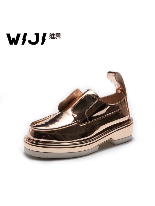 WIJI新款时尚潮流休闲鞋个性纯色超纤亮片高端气息气质低帮女鞋女