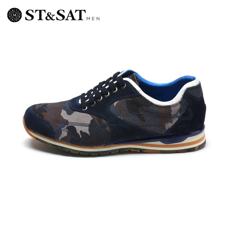 星期六ST&SAT牛皮系带低跟深口软底透气单鞋男SS43128503