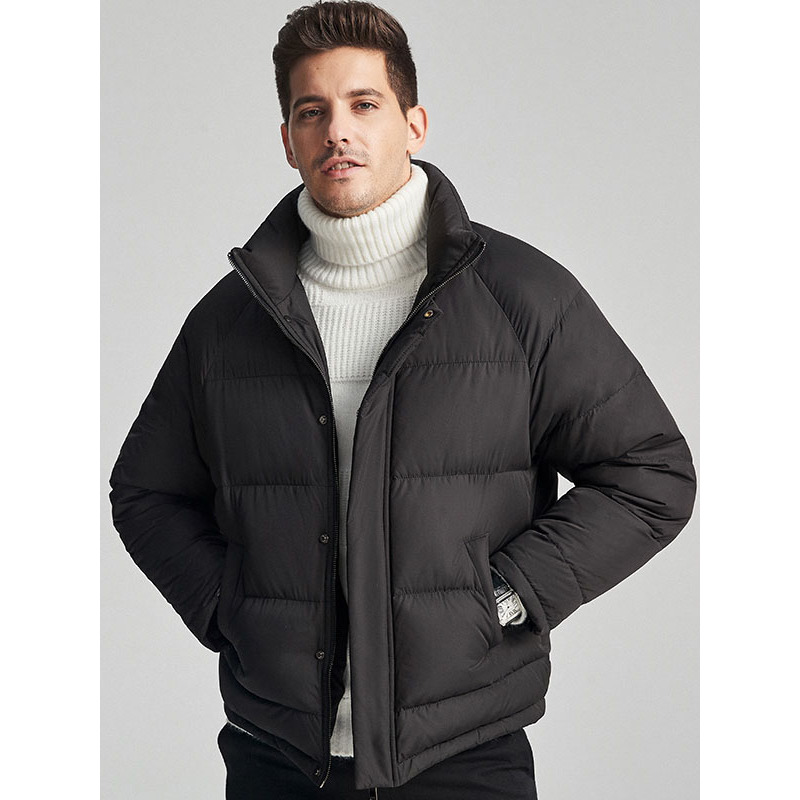 自营杰米克羽绒服基础百搭保暖口袋拉链立领常规款男士羽绒服