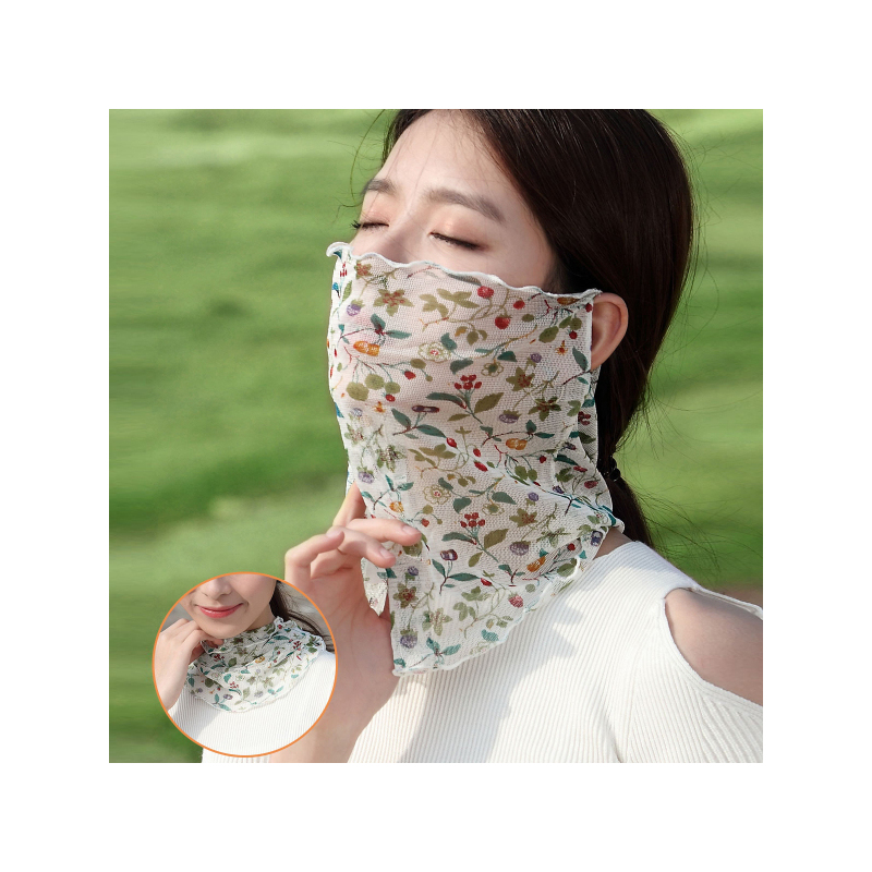 瑞苏薇(RASUV) 女桑蚕丝春夏季薄款出行防尘围脖面纱防晒丝巾套头骑行假领护脖百搭时尚韩版潮