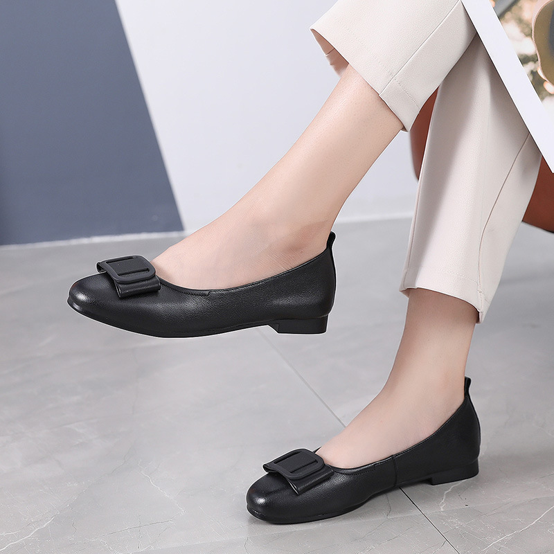 真皮单鞋女鞋浅口平底鞋夏季新款低跟圆头小皮鞋女夏款豆豆鞋主要参数